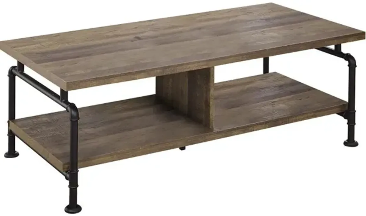 Renton Shelf Storage Coffee Table Rustic Oak and Black