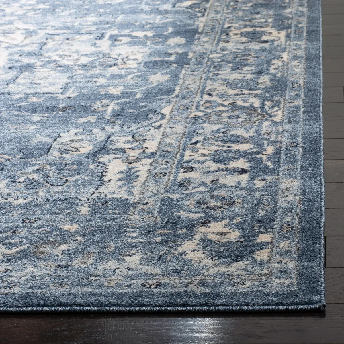 CHARLESTON 411 NAVY  2' x 22' Runner Rug