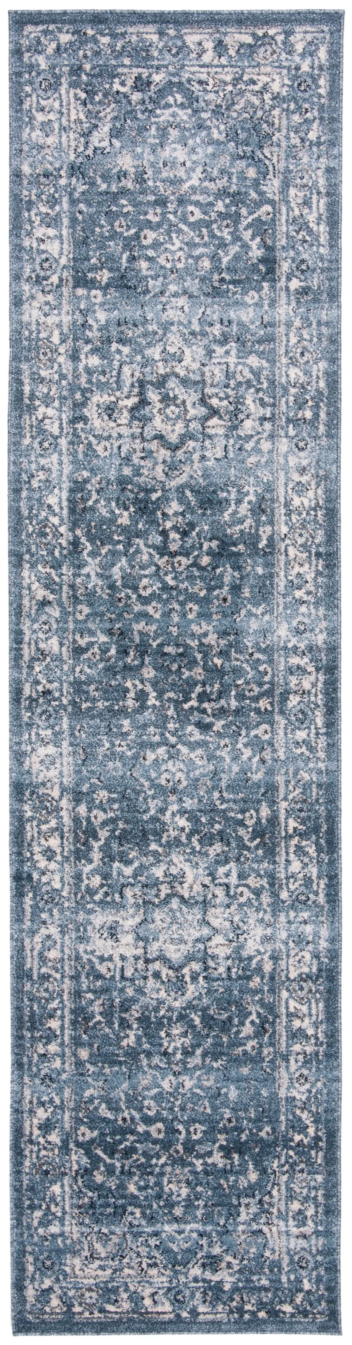 CHARLESTON 411 NAVY  2' x 22' Runner Rug