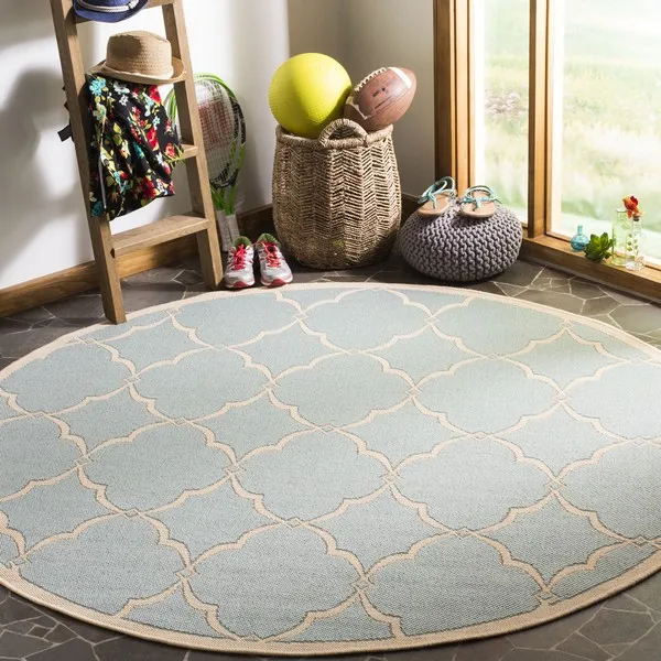 LINDEN 125 Collection LND125K-6R Aqua / Cream 6'-7" X 6'-7" Round