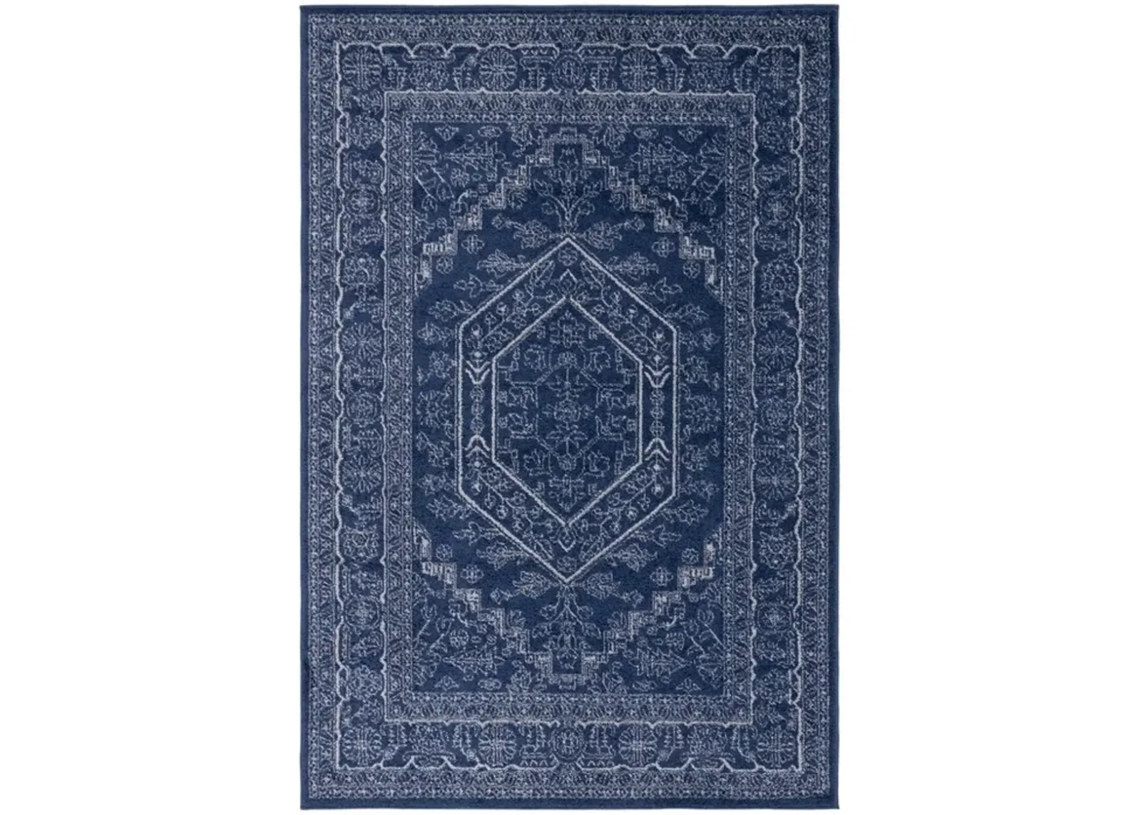 Adirondack Contemporary Navy / Ivory 8' X 8' Square Powerloomed Rug