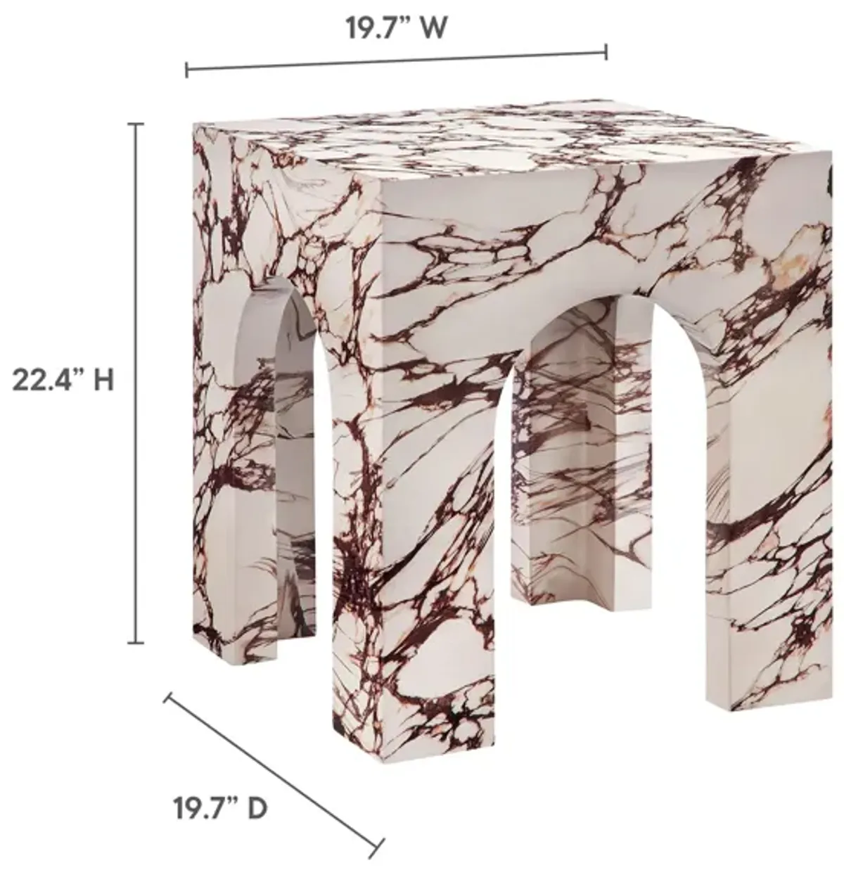 Valen Square Indoor - Outdoor Patio Arched Concrete Side Table by Modway