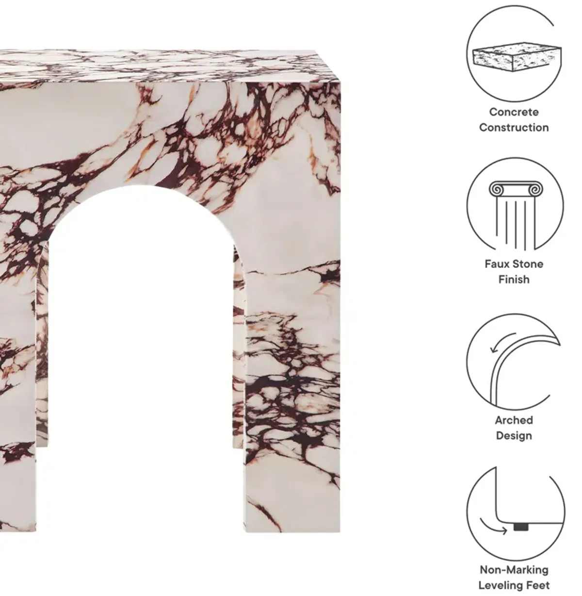 Valen Square Indoor - Outdoor Patio Arched Concrete Side Table by Modway
