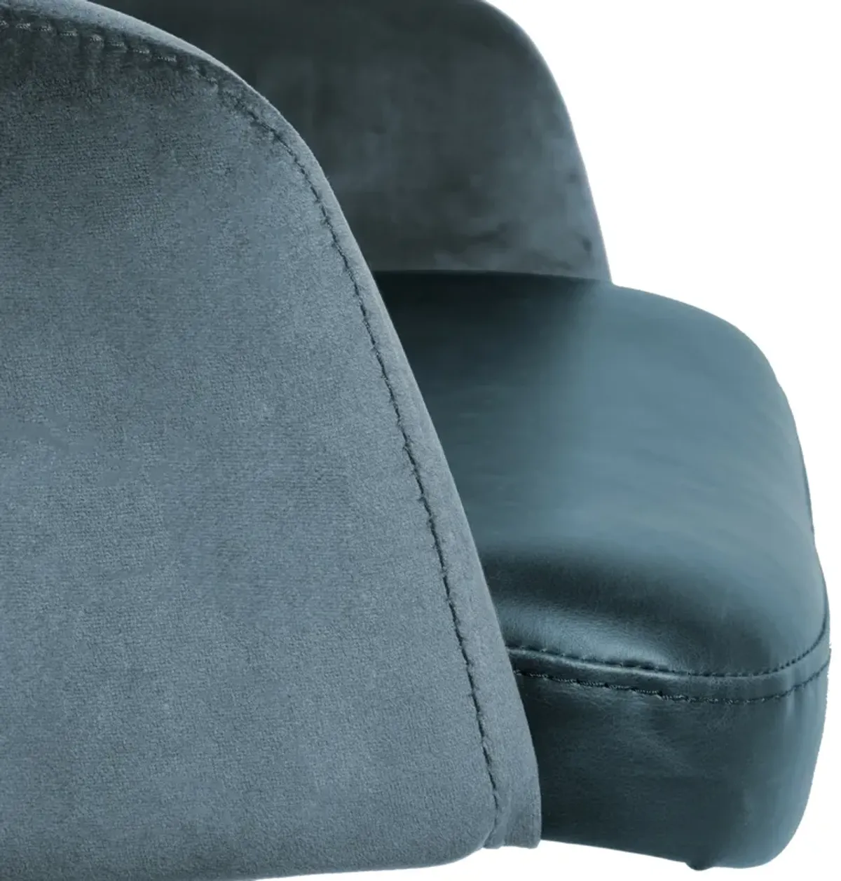 Desi Tilt Office Chair in Blue "Velvet-like" Fabric and Leatherette with Black Base