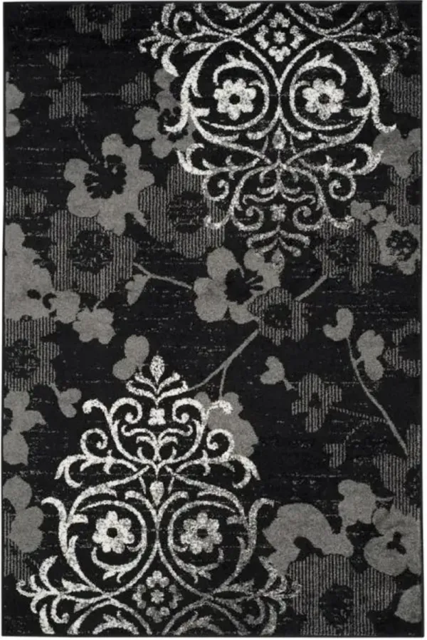 Adirondack Contemporary Black / Silver 3' X 5' Powerloomed Rug