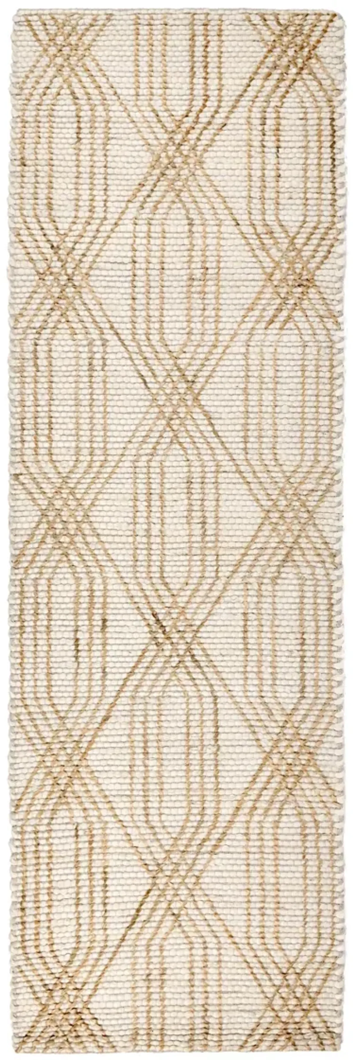 Tustin 2.6'x8' Indoor Jute Blend Handwoven Geometric Ivory Area Rug Runner