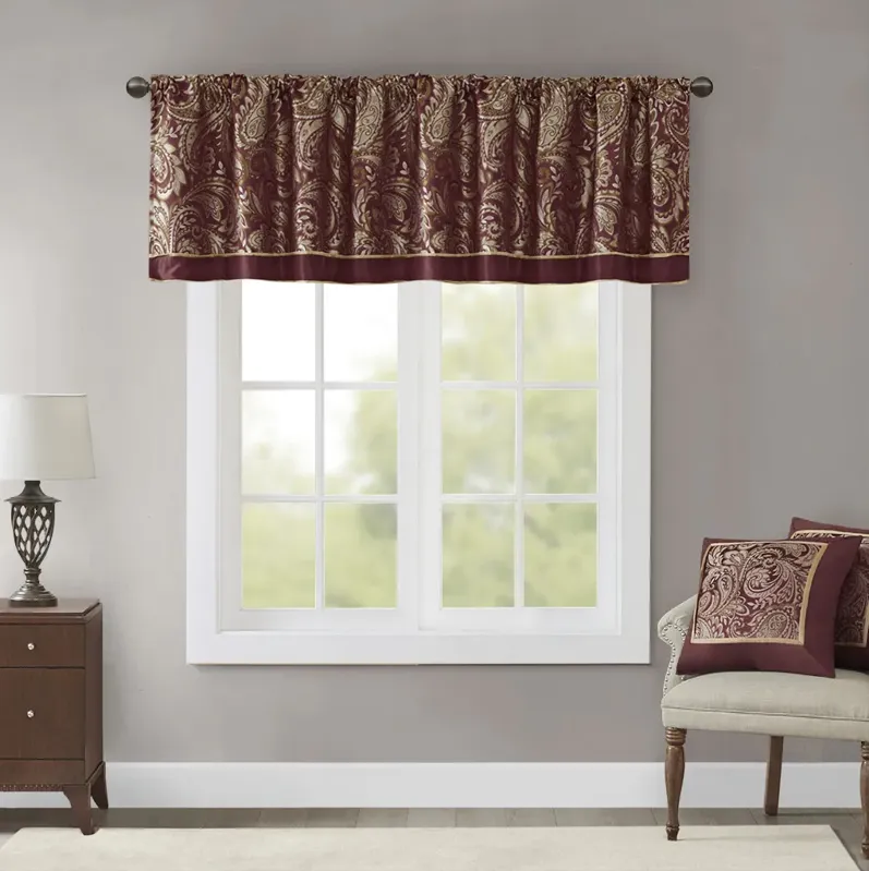 Madison Park Aubrey Burgundy Jacquard Window Valance