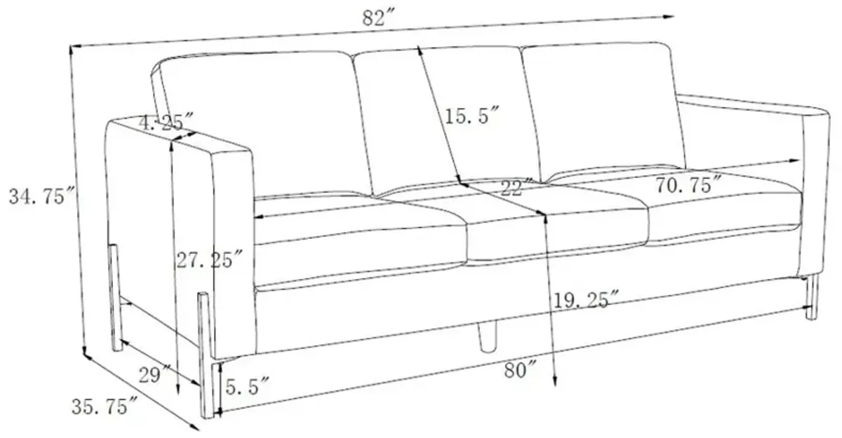 Tilly 3-piece Upholstered Track Arms Sofa Set Oatmeal