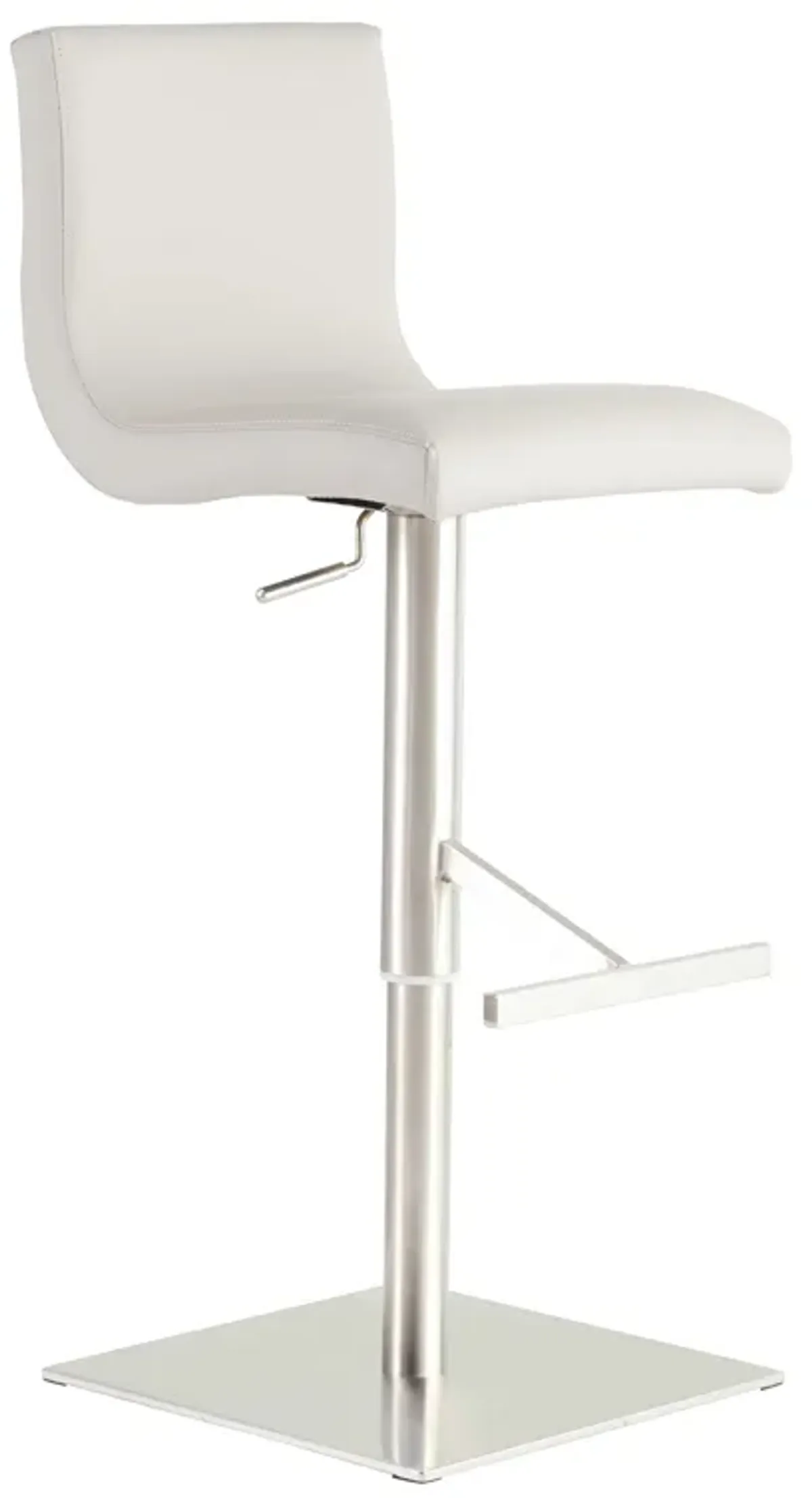 Scott Adjustable Bar/Counter Stool In White With Brushed Stainless Steel Base