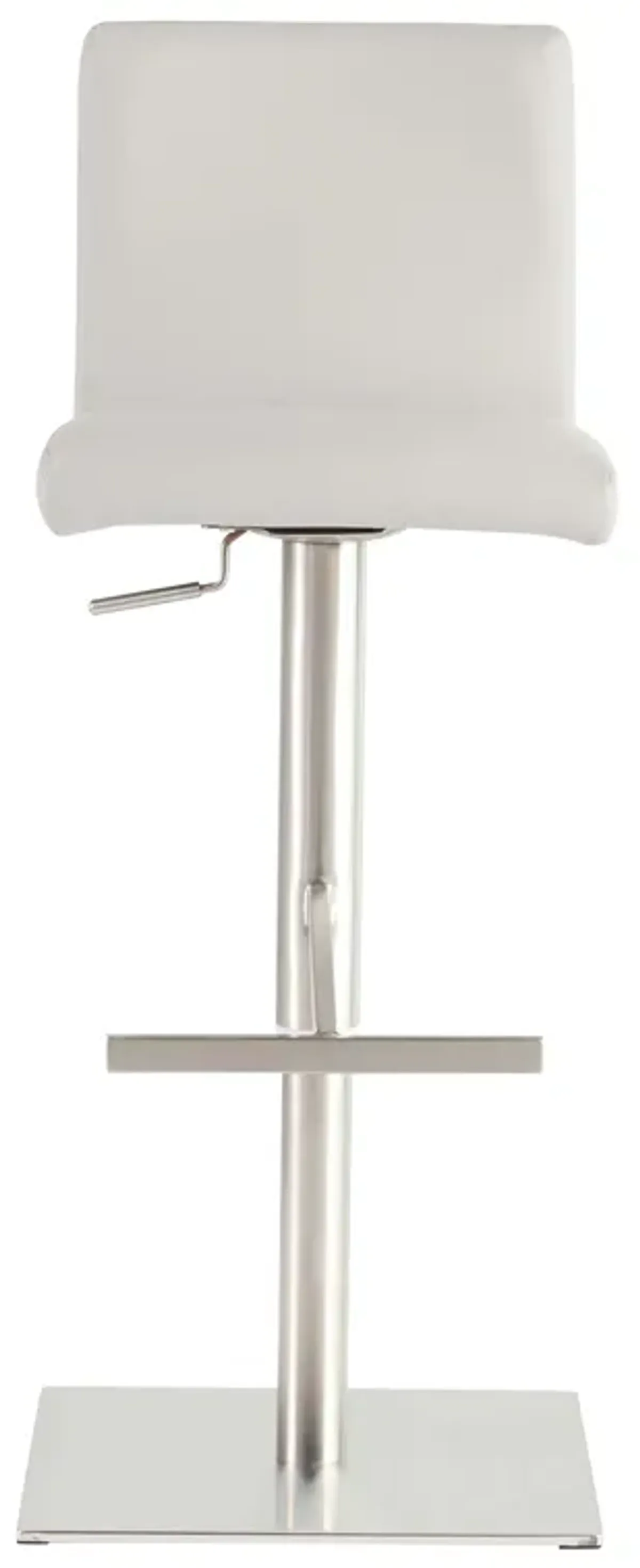 Scott Adjustable Bar/Counter Stool In White With Brushed Stainless Steel Base