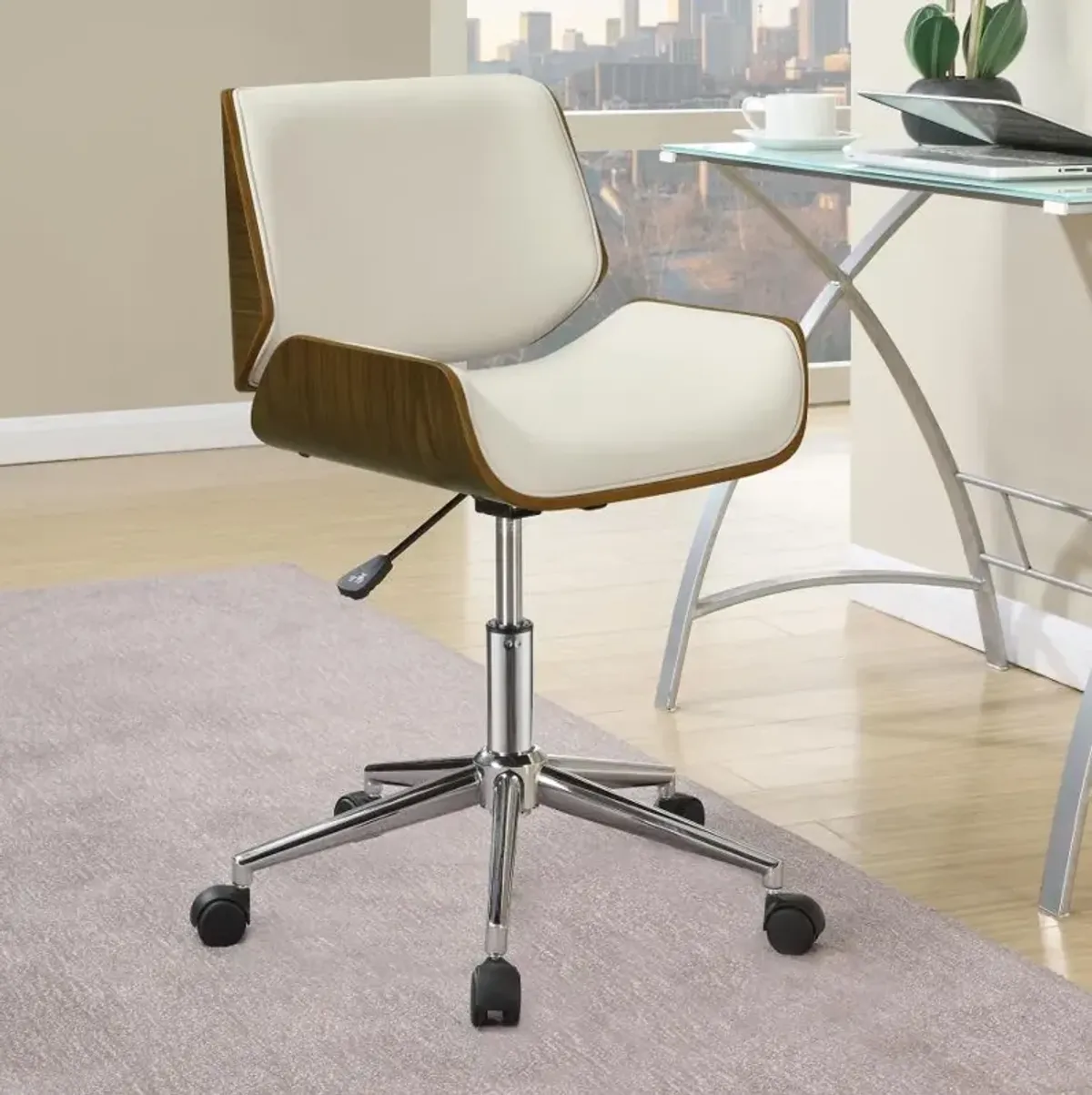 Addilyn Adjustable Height Office Chair Ecru And Chrome