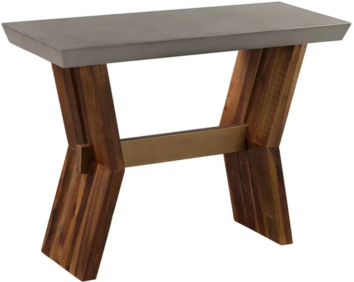 Picadilly Rectangle Console Table in Acacia Wood and Concrete