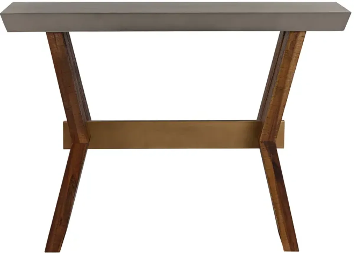 Picadilly Rectangle Console Table in Acacia Wood and Concrete