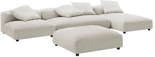 Solace 4-Piece Modular Upholstered Fabric Sectional Sofa With Ottoman by Modway