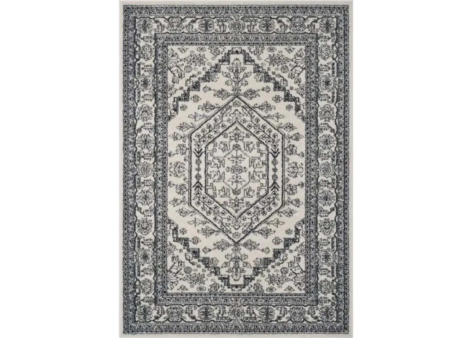 Adirondack Contemporary Ivory / Navy 10' X 10' Square Powerloomed Rug