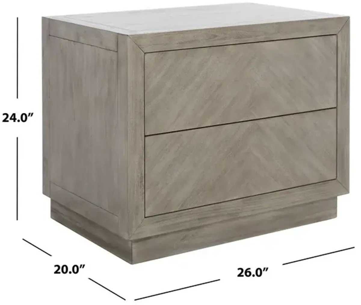 Steve 2 Drawer Wood Nightstand