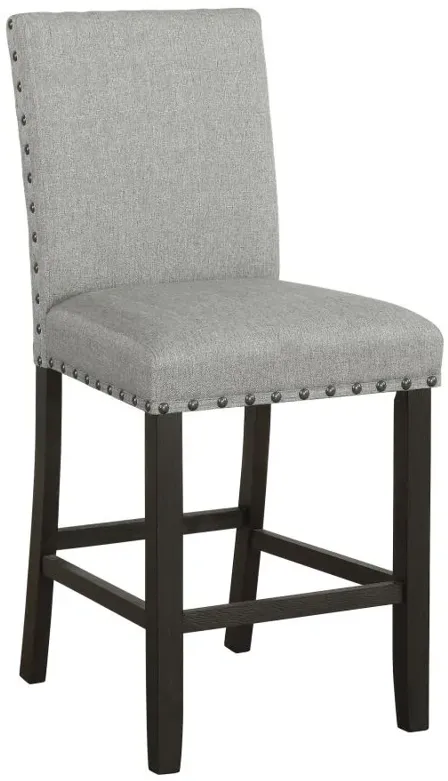 Kentfield Solid Back Upholstered Counter Height Stools Grey and Antique Noir (Set of 2)