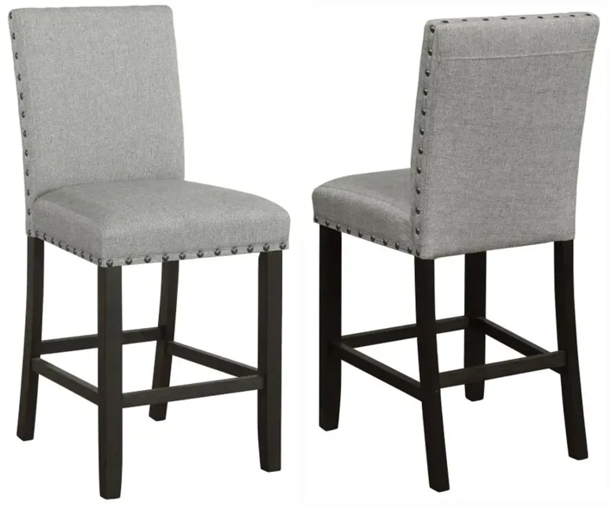 Kentfield Solid Back Upholstered Counter Height Stools Grey and Antique Noir (Set of 2)