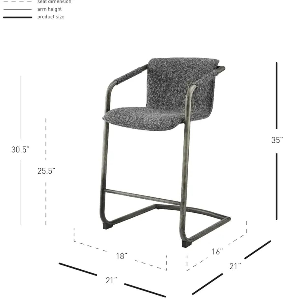 Indy Grey Fabric Bar & Counter Stool