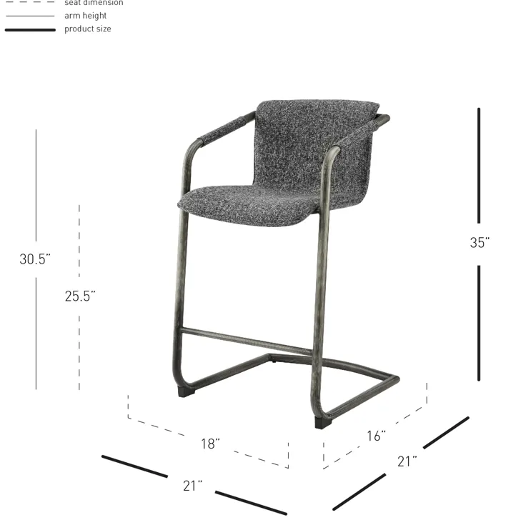 Indy Grey Fabric Bar & Counter Stool