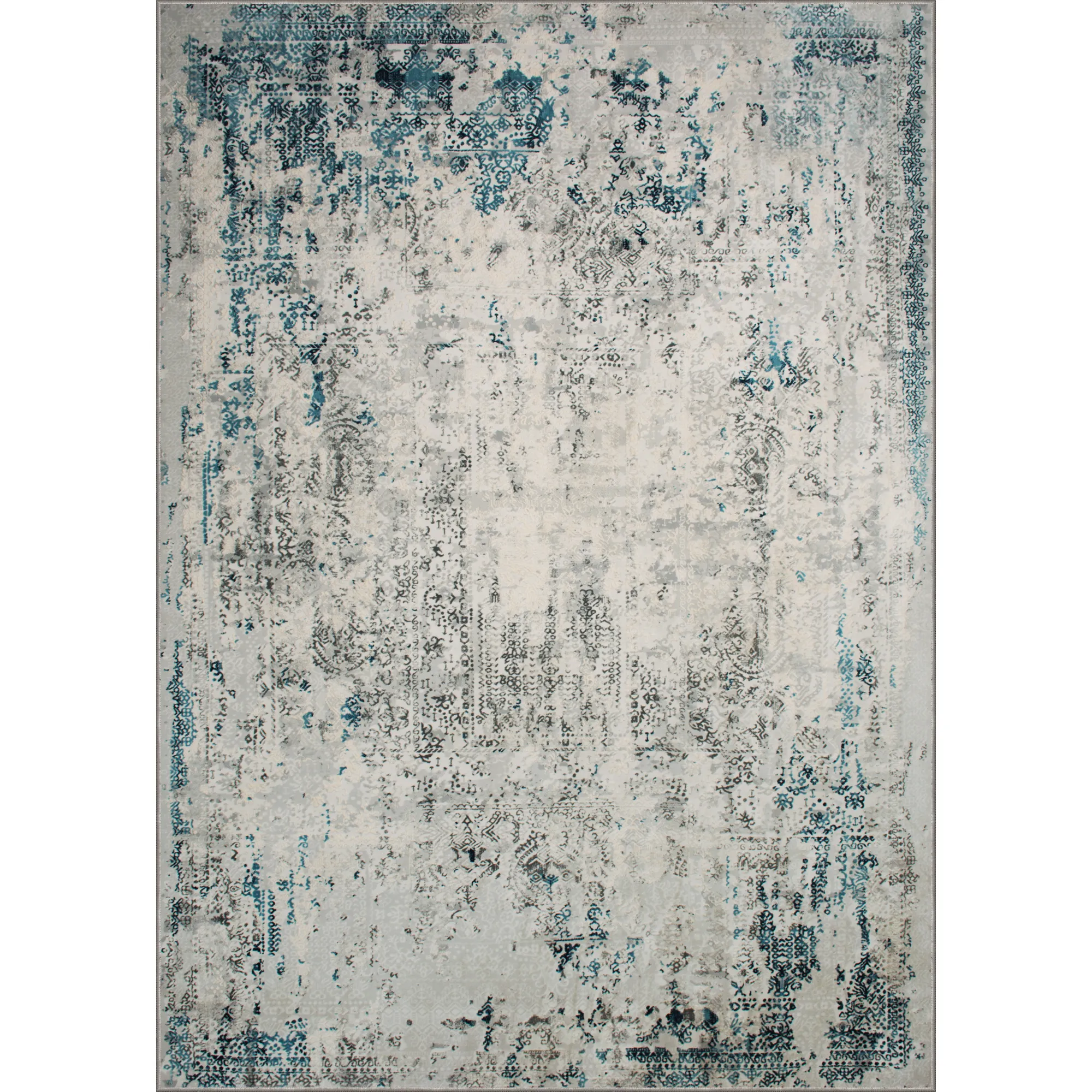 ARIELLA Blue/Grey Rectangle 2'6" x 10 ft Rug