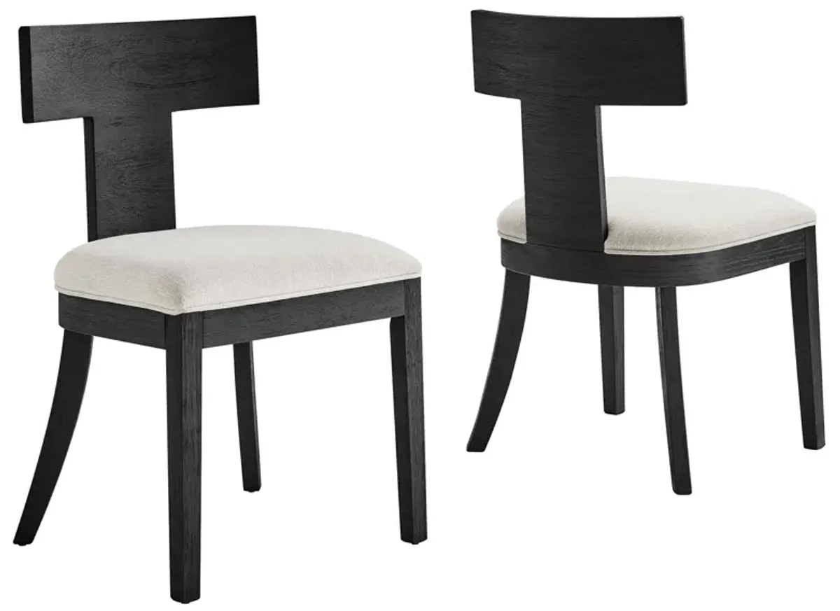 Peregrine Wood and Fabric Upholstered Dining Chairs Set of 2 by Modway
