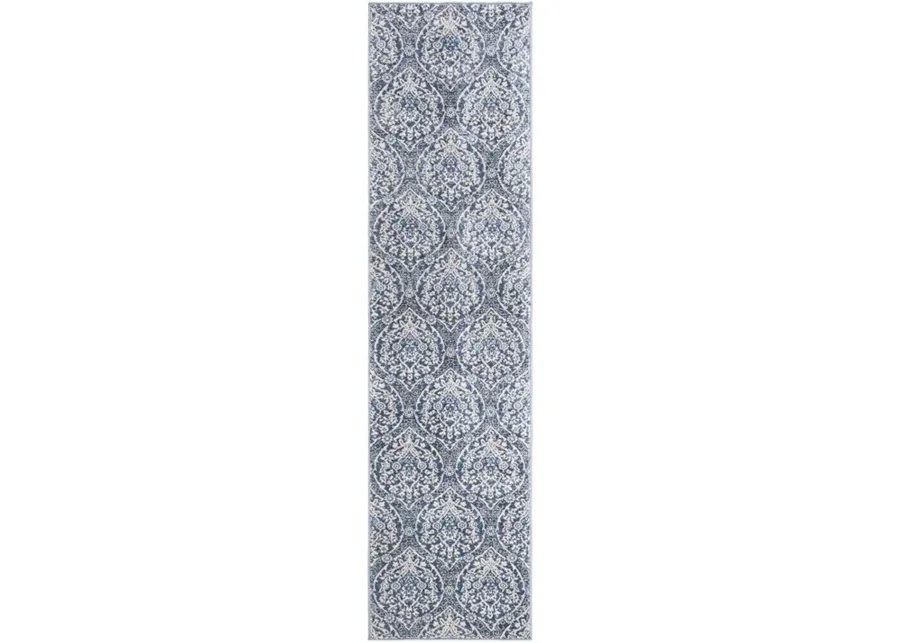 Brentwood 860 Navy / Light Grey 2' X 12' Runner Powerloomed Rug