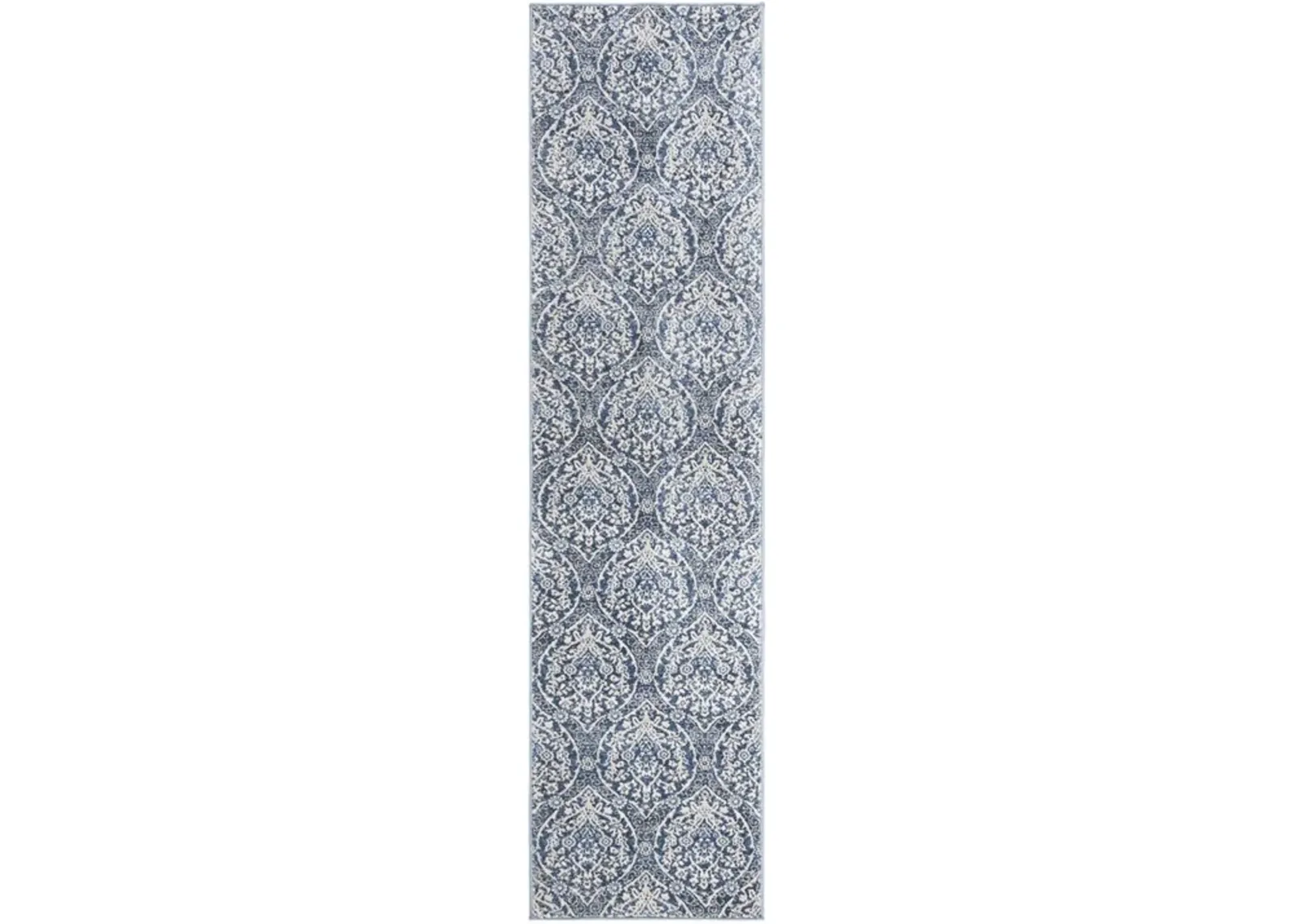 Brentwood 860 Navy / Light Grey 2' X 12' Runner Powerloomed Rug