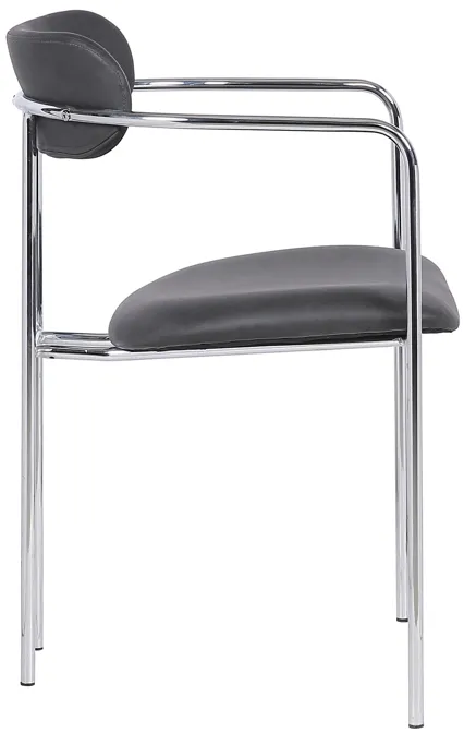 Gwen Contemporary Dining Chair in Chrome Finish with Gray Faux Leather - Set of 2