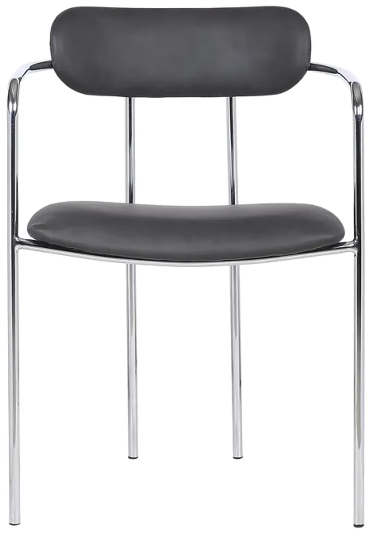 Gwen Contemporary Dining Chair in Chrome Finish with Gray Faux Leather - Set of 2