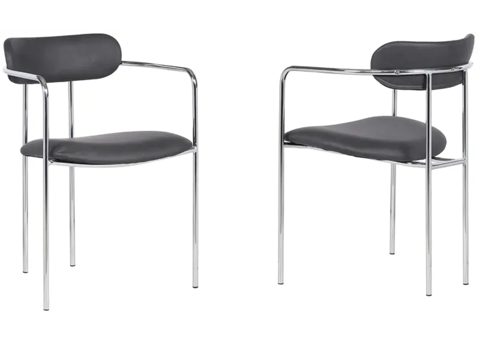 Gwen Contemporary Dining Chair in Chrome Finish with Gray Faux Leather - Set of 2