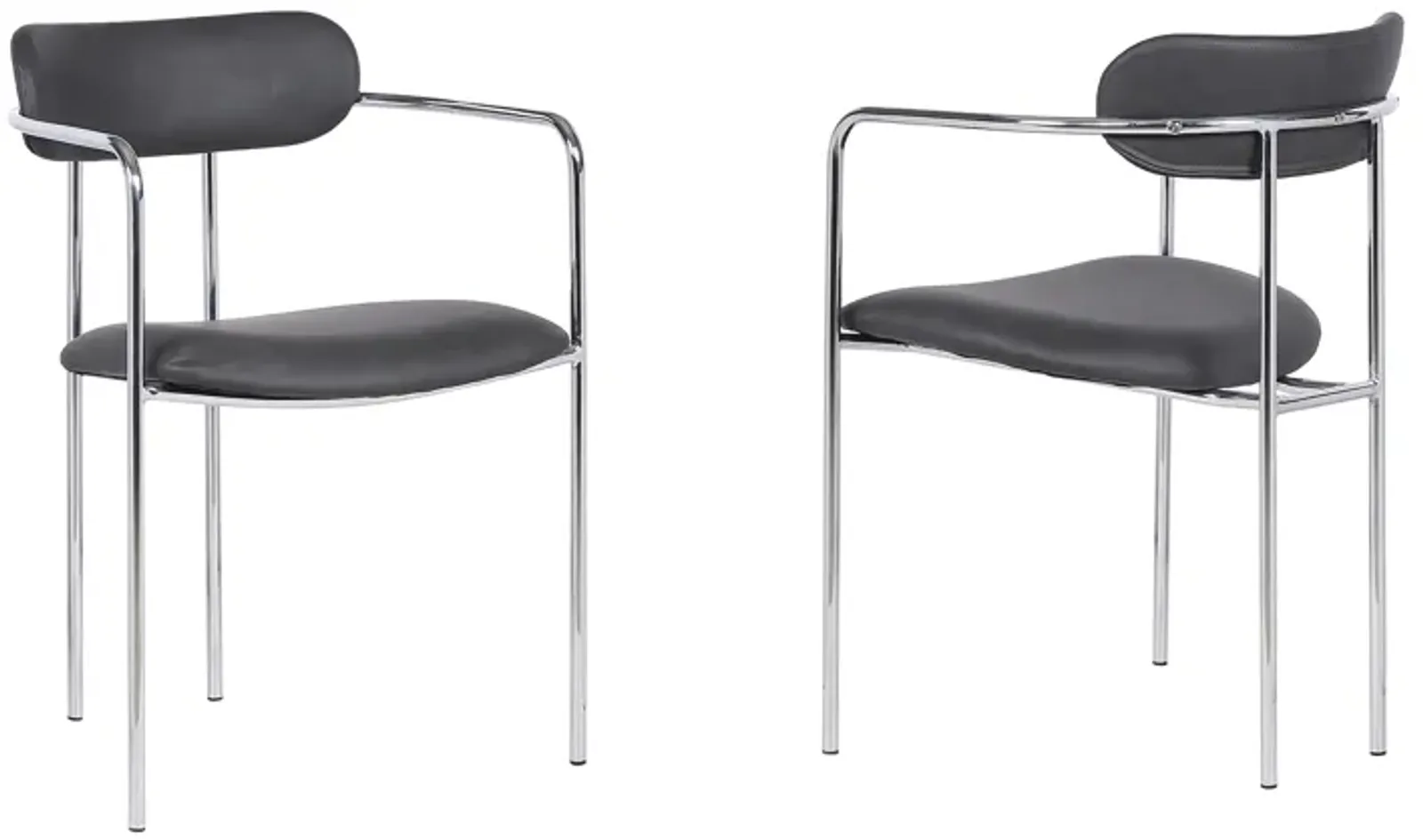 Gwen Contemporary Dining Chair in Chrome Finish with Gray Faux Leather - Set of 2