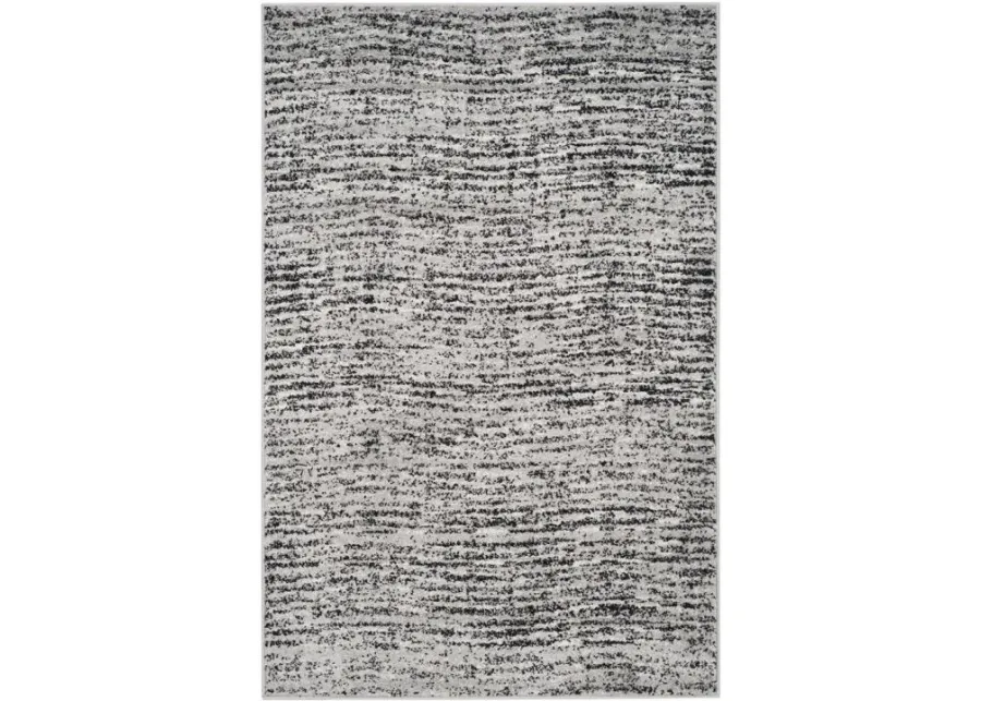 Adirondack Contemporary Black / Silver 4' X 4' Round Powerloomed Rug