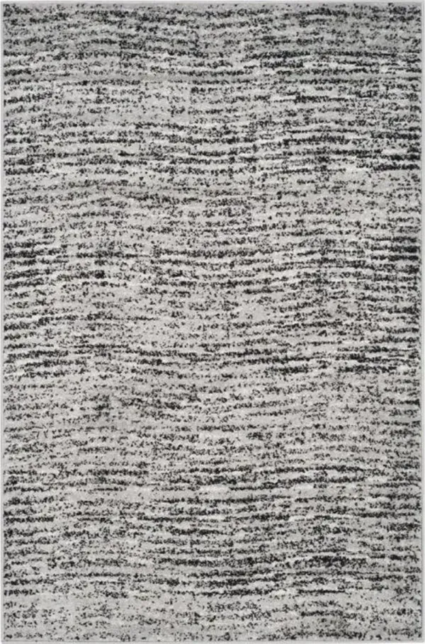 Adirondack Contemporary Black / Silver 4' X 4' Round Powerloomed Rug