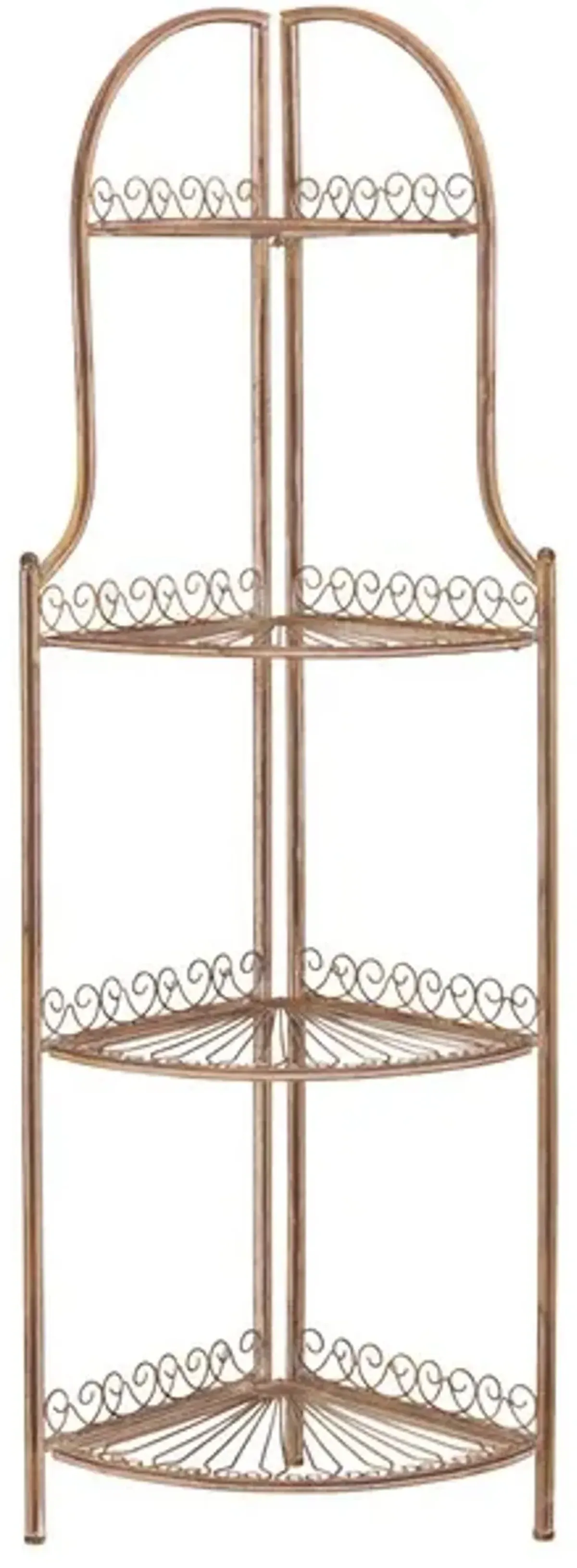 Abarrane Wrought Iron 4 Tier Outdoor Corner Shelf