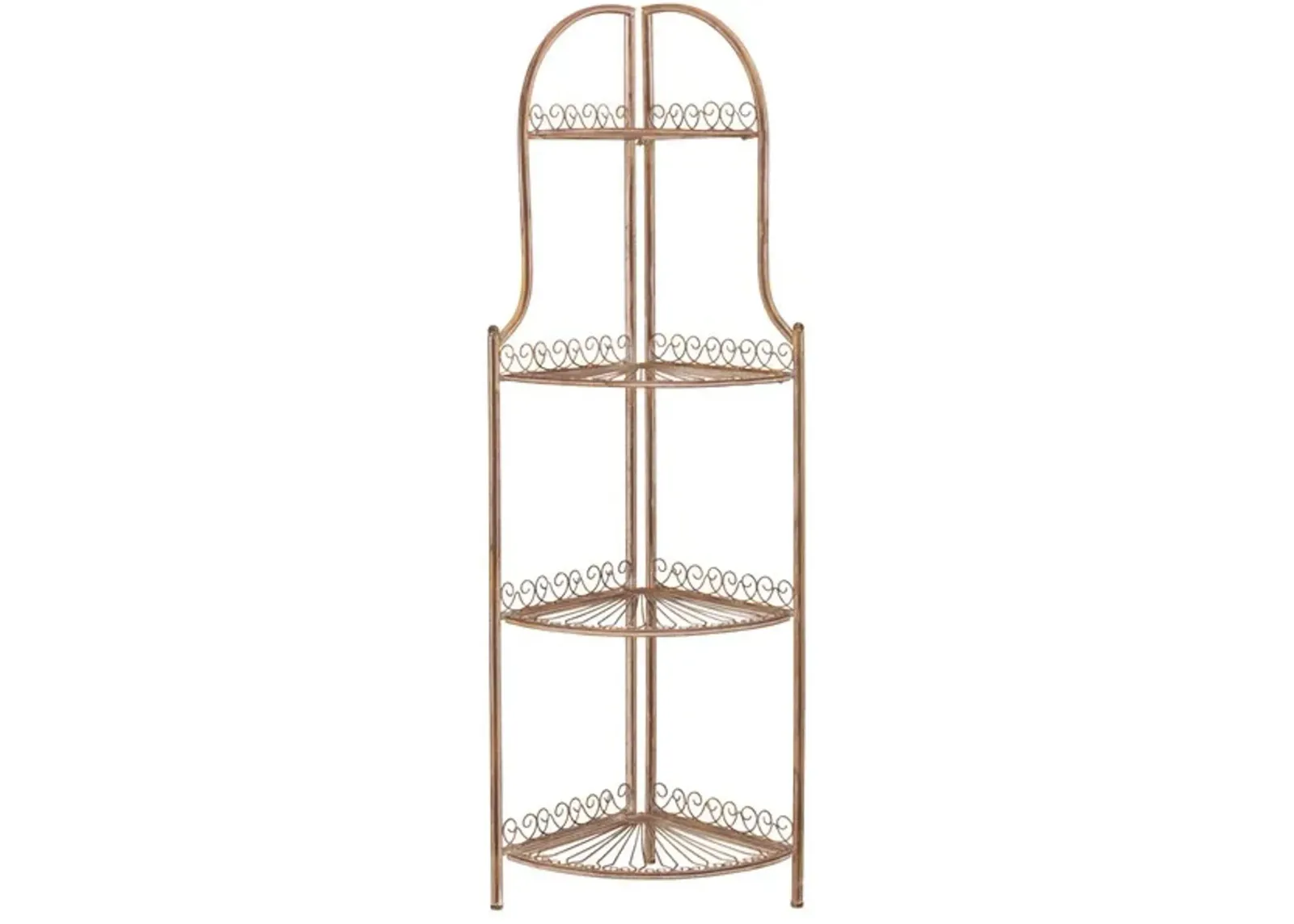 Abarrane Wrought Iron 4 Tier Outdoor Corner Shelf