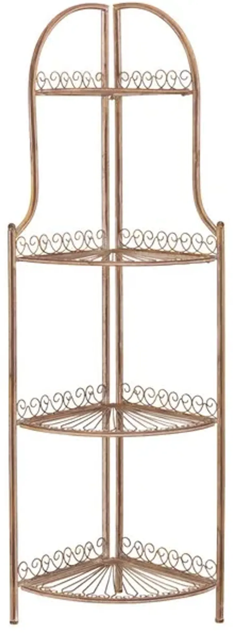 Abarrane Wrought Iron 4 Tier Outdoor Corner Shelf