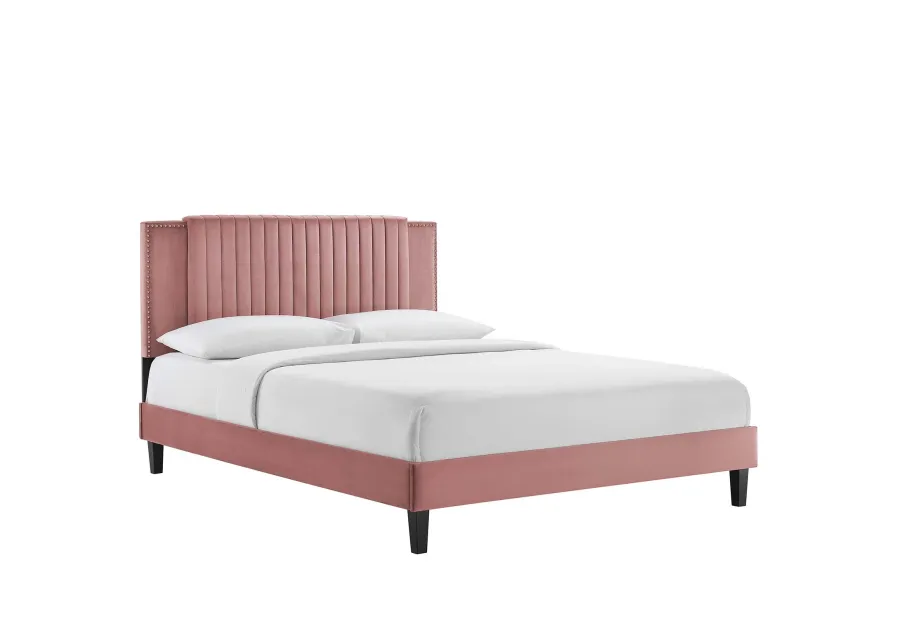 Zahra Channel Tufted Performance Velvet Full Platform Bed