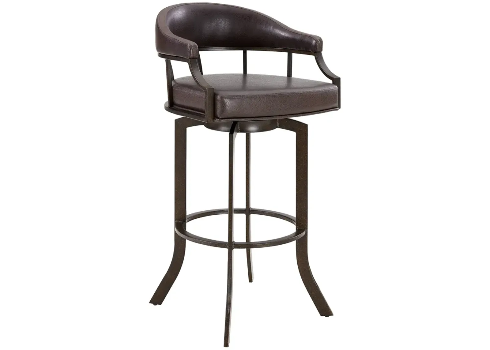 Pharaoh Swivel 26" Auburn Bay and Brown Faux Leather Bar Stool