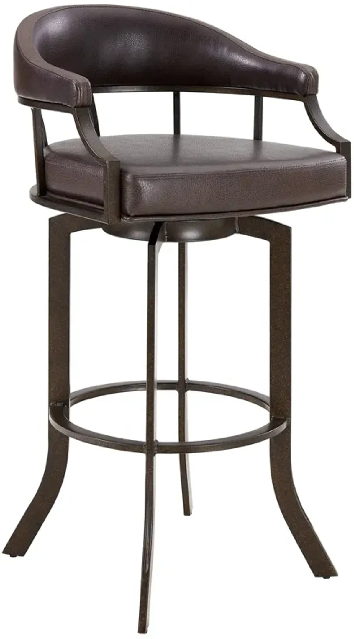 Pharaoh Swivel 26" Auburn Bay and Brown Faux Leather Bar Stool