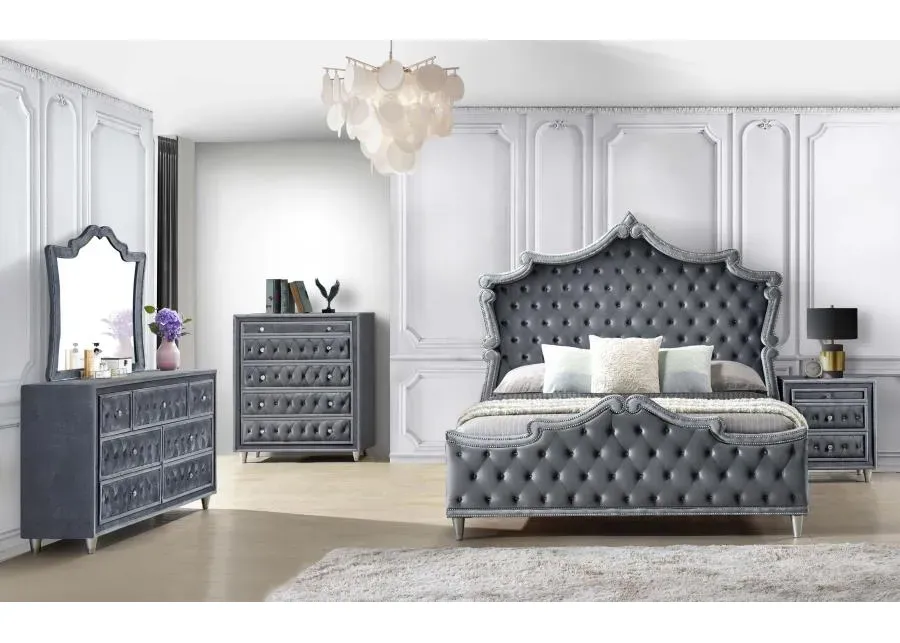 Antonella 5-Piece Eastern King Upholstered Tufted Bedroom Set Grey