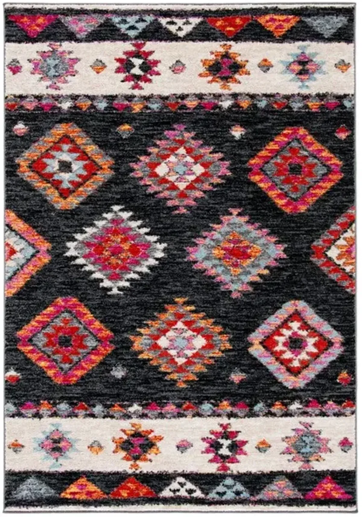 ADIRONDACK Contemporary Black / Red 2'-6" X 8' Powerloomed Rug