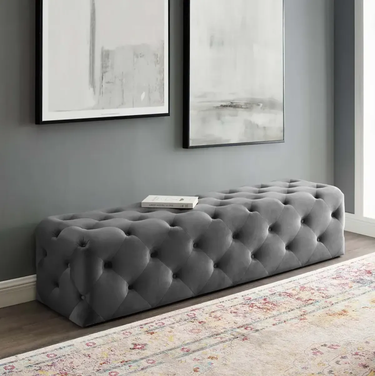 Amour 72" Tufted Button Entryway Performance Velvet Bench