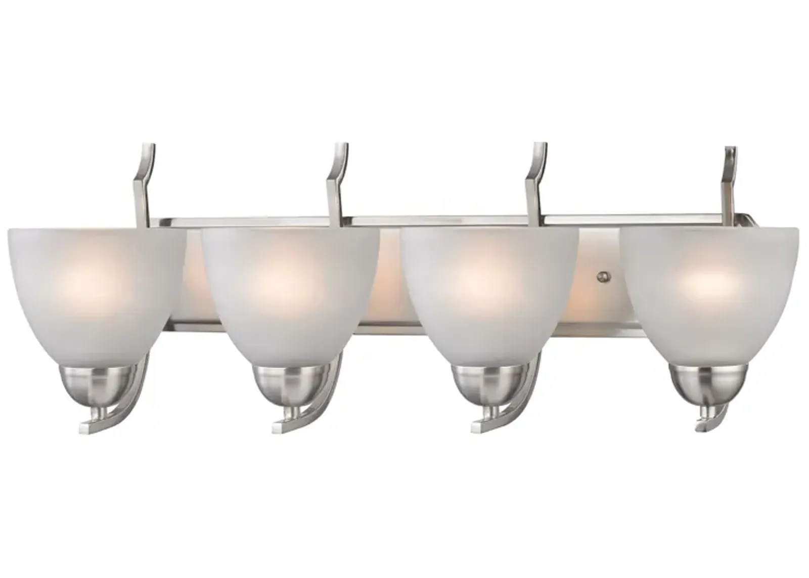 Kingston 4-Light Vanity Light in Brushed Nickel with White Glass