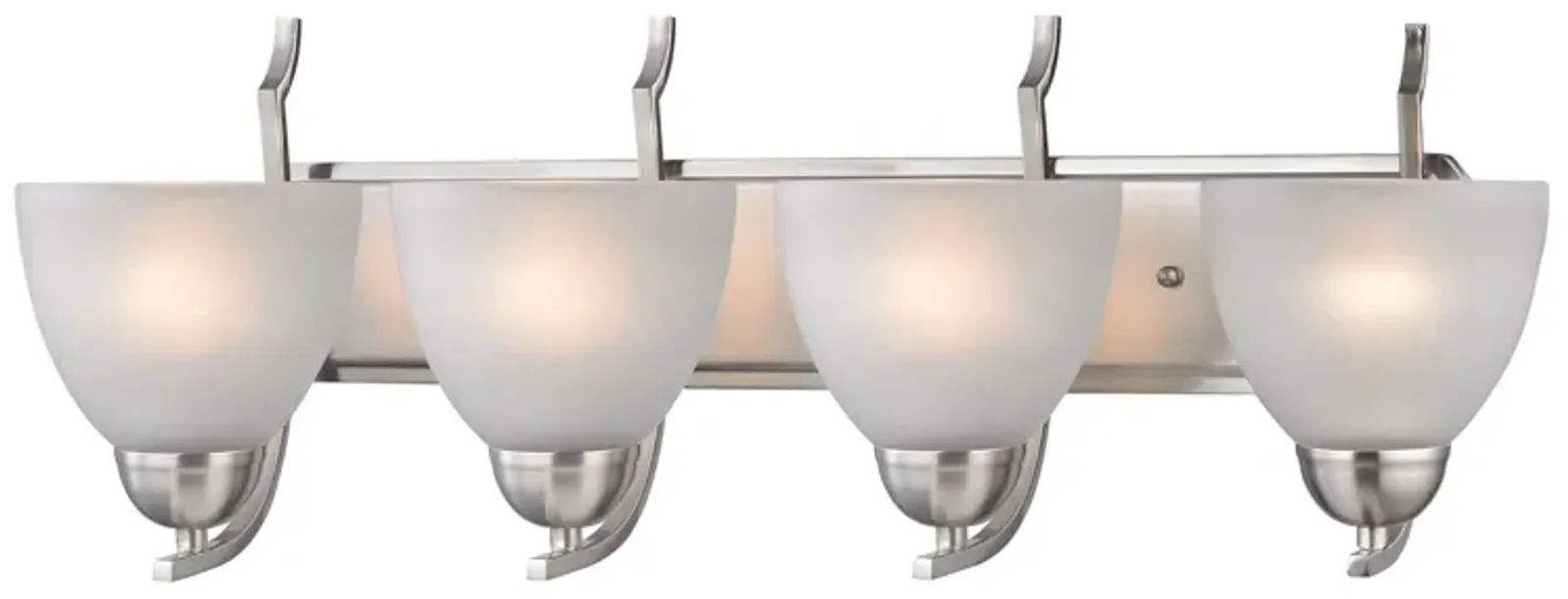 Kingston 4-Light Vanity Light in Brushed Nickel with White Glass