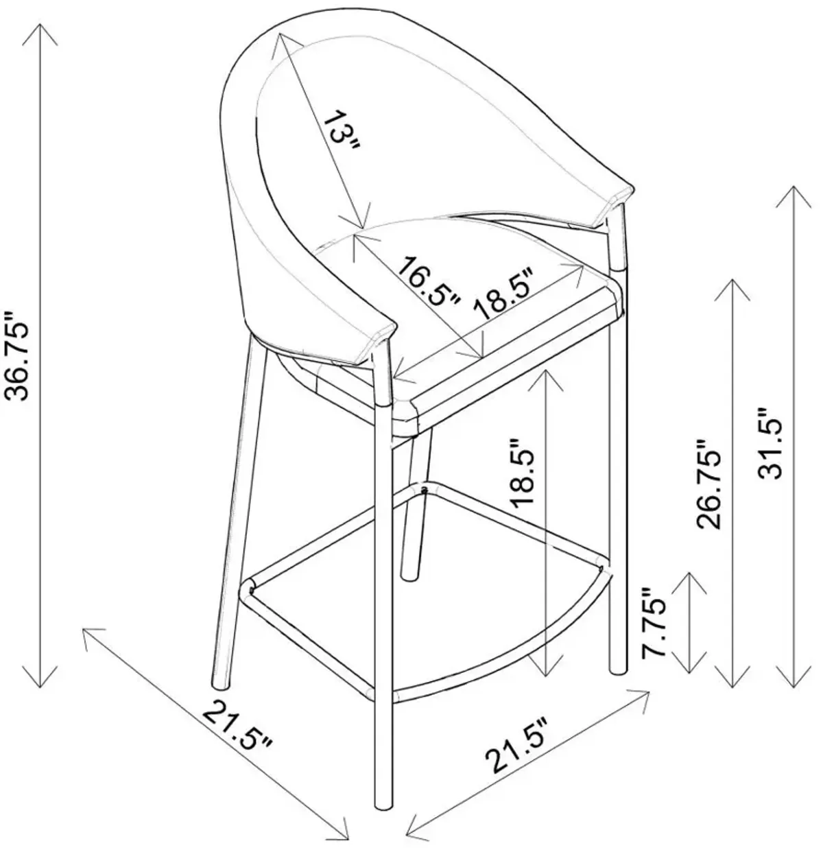 Zhavia Sloped Arm Counter Height Stools - Set of 2