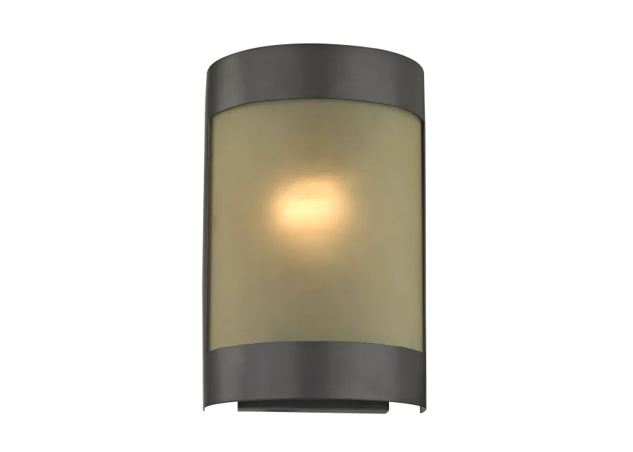 1-Light Wall Sconce in Oil Rubbed Bronze with Light Amber Glass