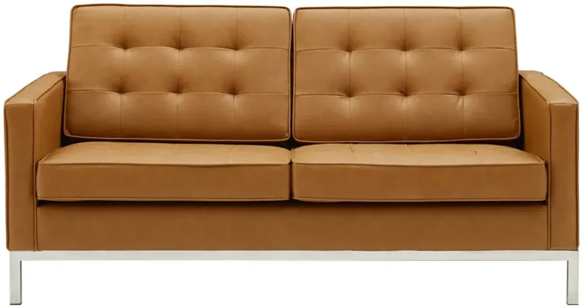 Loft Tufted Upholstered Faux Leather Loveseat