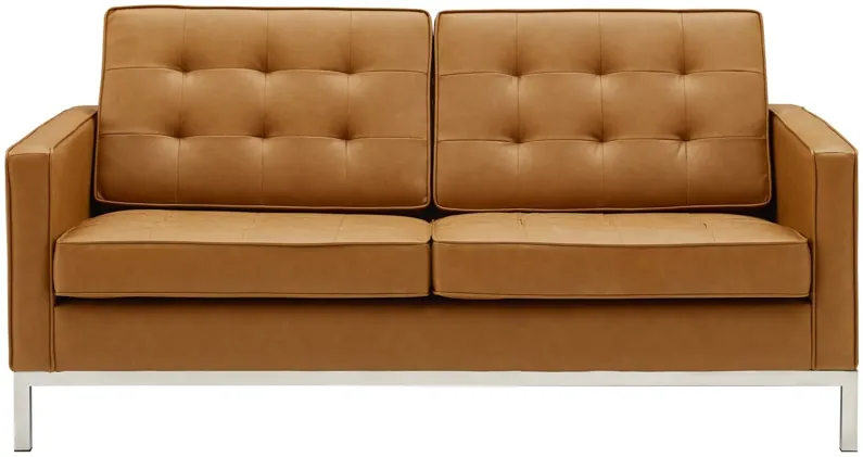 Loft Tufted Upholstered Faux Leather Loveseat