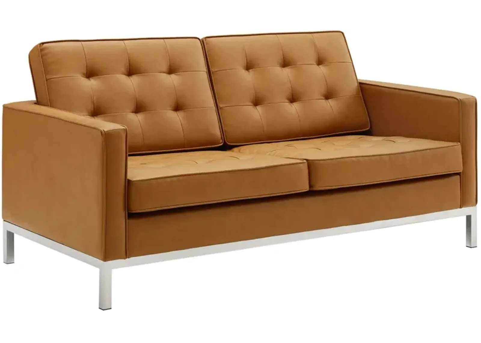 Loft Tufted Upholstered Faux Leather Loveseat